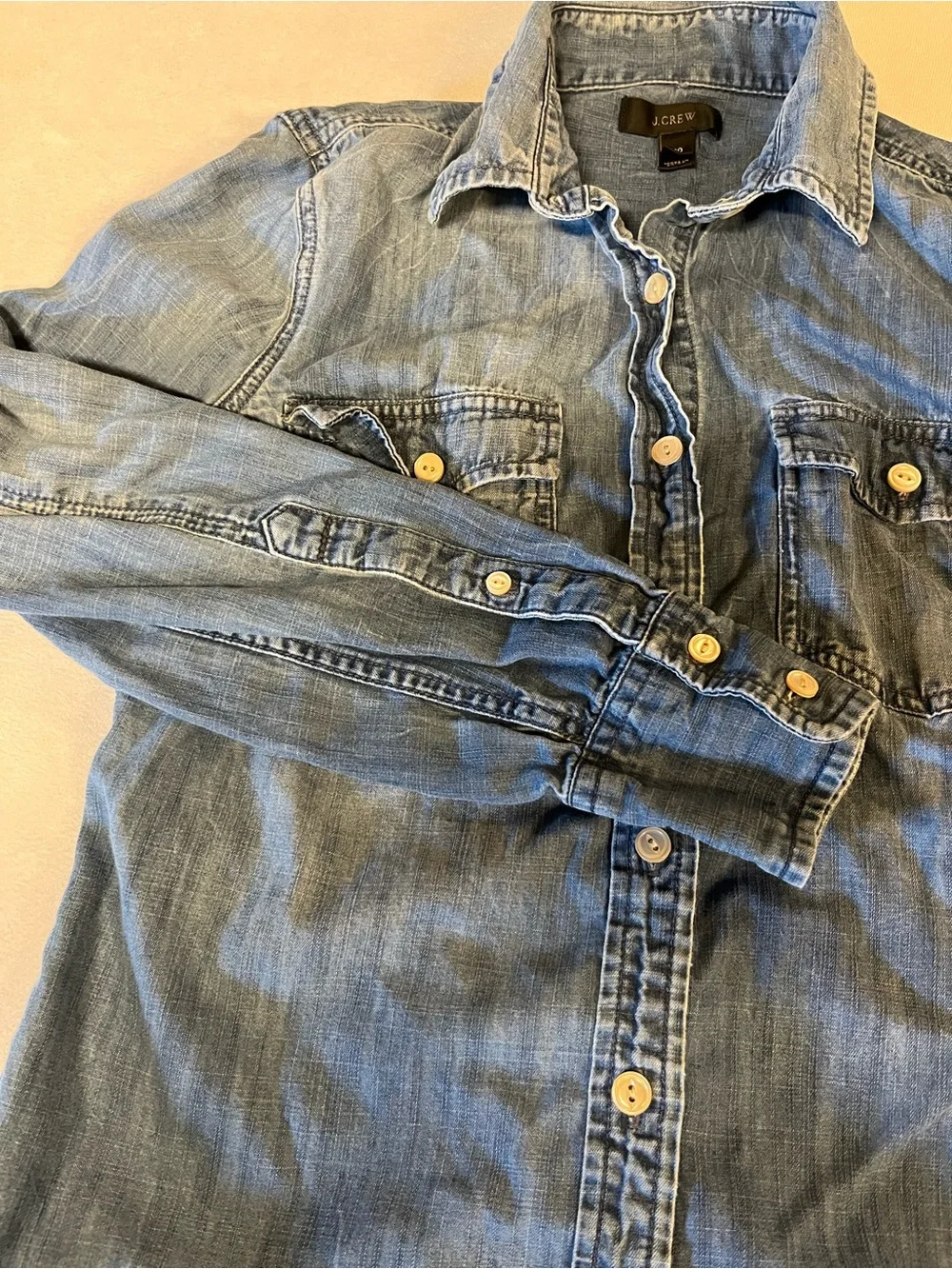 J.Crew Chambray Button Front Shirt Women’s 00 Blue Lyocell Cotton Western